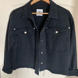 ZARA CROPPED DENIM JACKET- Color Brushed Black